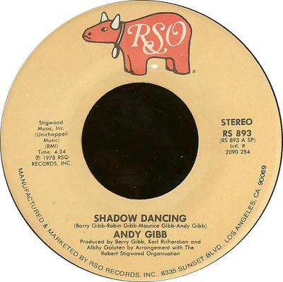 Disc 7 inch ANDY GIBB - Shadow Dancing / Let It Be Me RS893 RSO 1978 SUA Rock Folosit