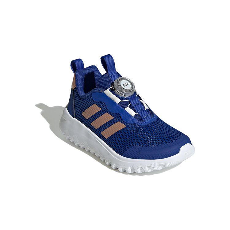 Adidas Activeflex Boa 3.0 Fabric Durable Shock Absorption Rebound Low Top Running Shoes Kids Sneakers Blue Gold IG0583