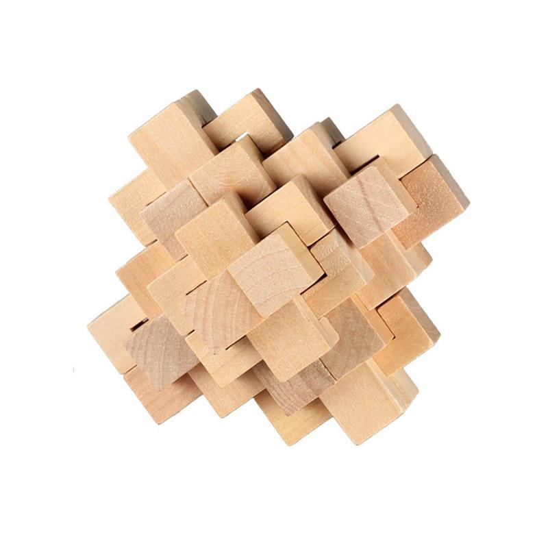 Luban Lock Puzzle (Twenty-four Lock) Wooden Brain Teasers for Adults Kids Unlock Interlock Game IQ Test Mind Challenge