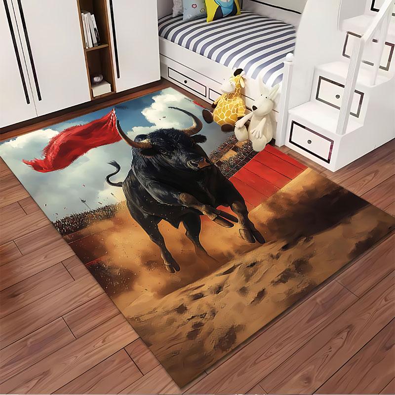 Bullfighting Scene Arena Rug suitable as a non-slip mat for the living room or bedroom sofa