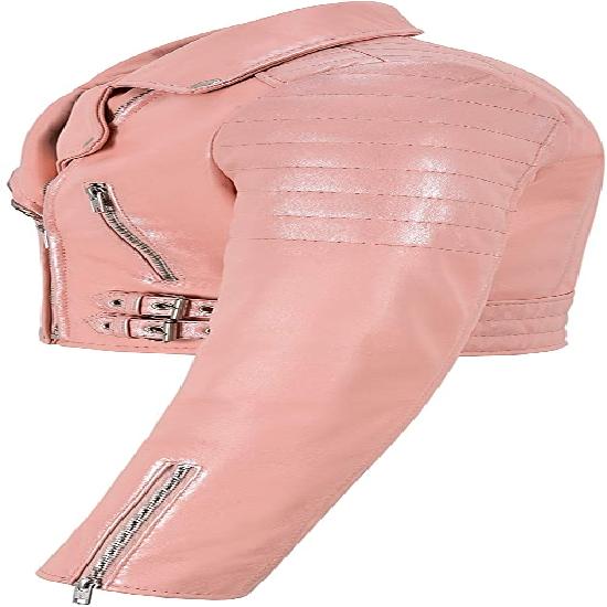 NOORA Damen PINKE Cropped Biker Lederjacke | Teil-Verschleißjacke |