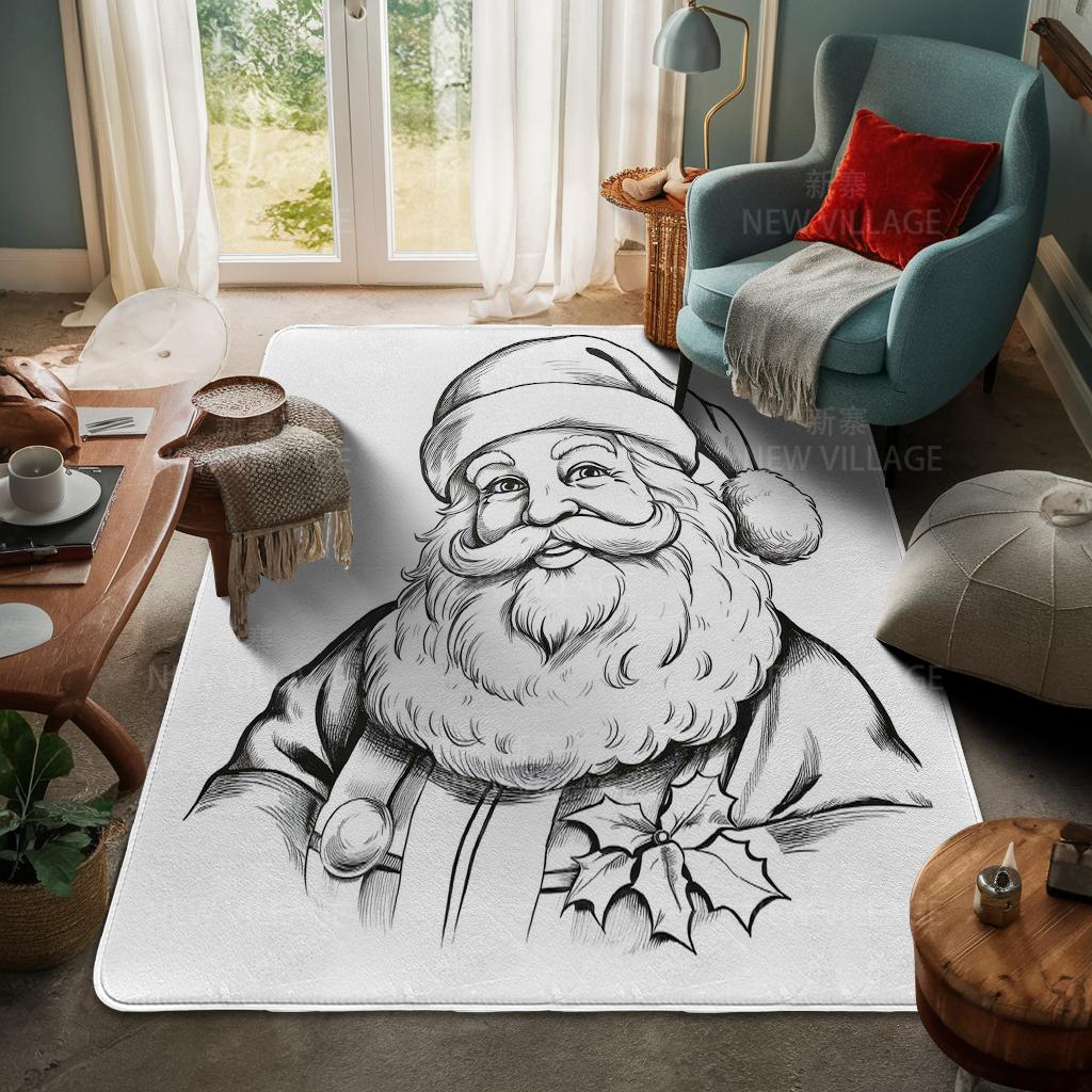 House Entrance Carpet Home Door Mat Living Room Bath Foot Bathroom Non-slip Water Absorption Rugs Bath Merry Christmas Winter
