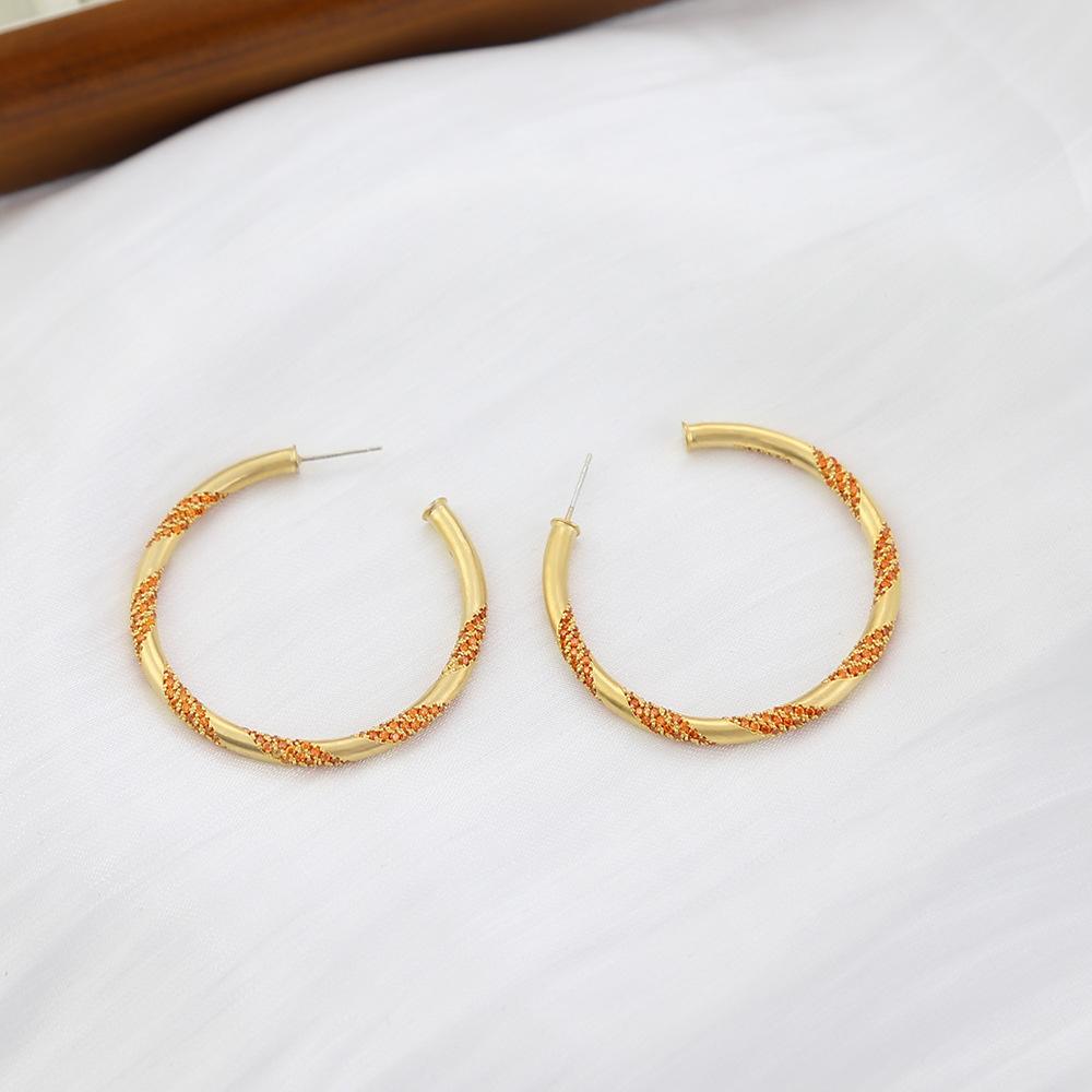 

Гранатовые красные круглые серьги, инкрустированные цирконием, большие круглые преувеличенные серьги, модные универсальные серьги золотой