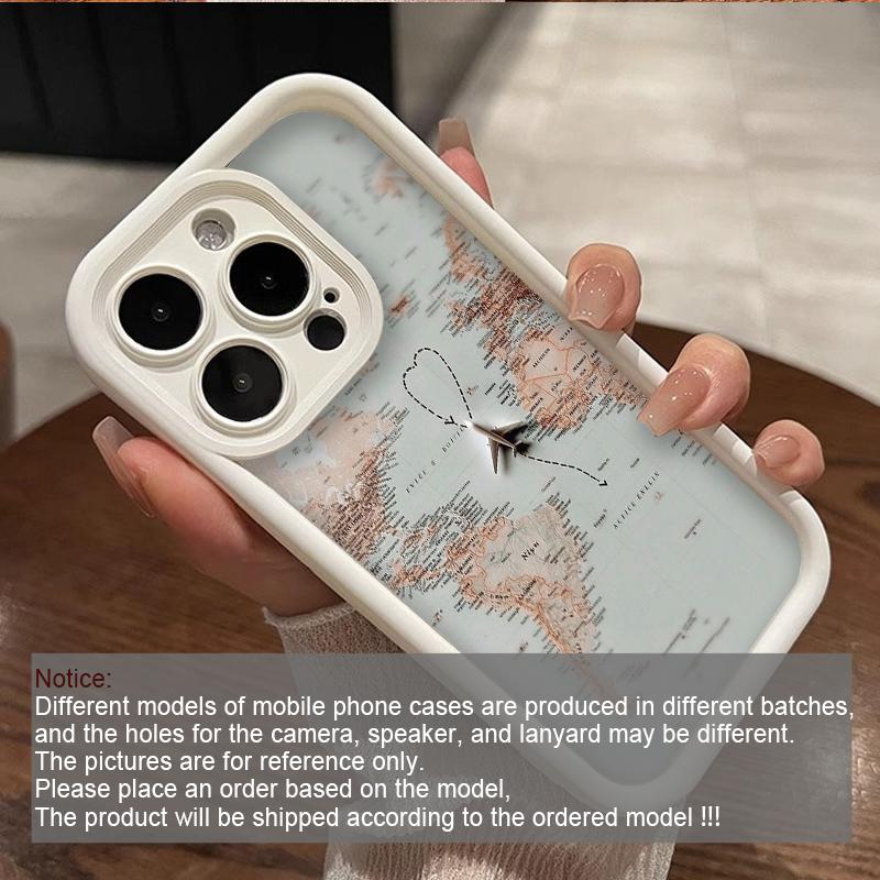 Wanderlust World Map Travel Route Art Phone Case for iPhone 17 16 15 14 13 12 11 Series Pro Max Plus Double Layer Protection
