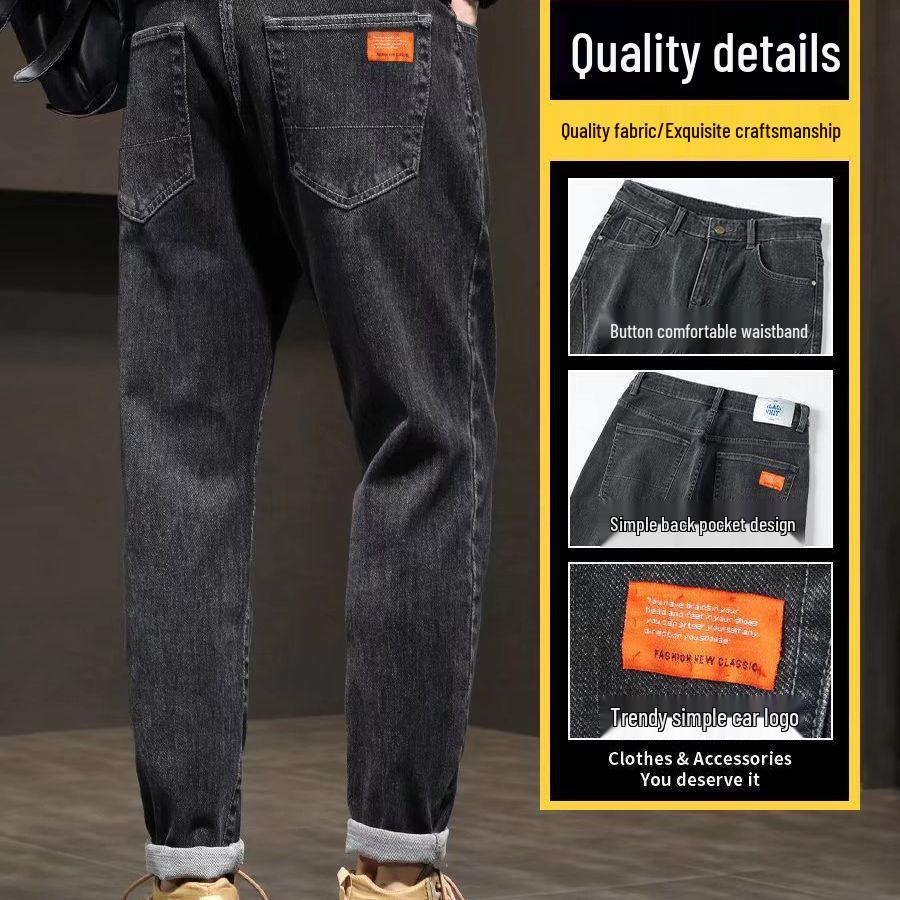 Tide Jeans Men's Korean Style Straight-Leg Casual 9-Point Harem Pants for Spring and Autumn.