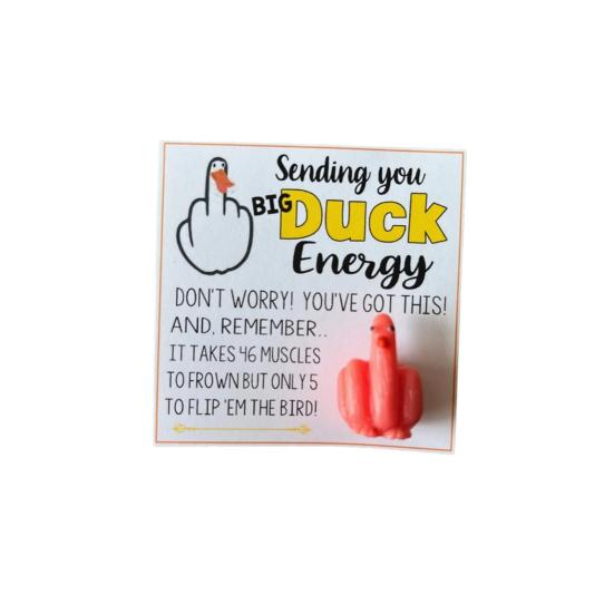 Middle Finger Duck Figurine with Card Colorful Gesture Duck Resin Statue Sculpture Home Office Bookshelf