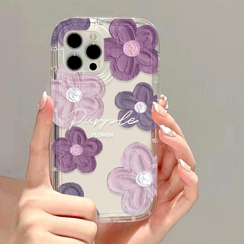 Transparent Phone Case For Samsung S25 Ultra Galaxy S24 Plus S23 S22 S21 S20 FE Shockproof Soft TPU Silicone Flower Funda Cover