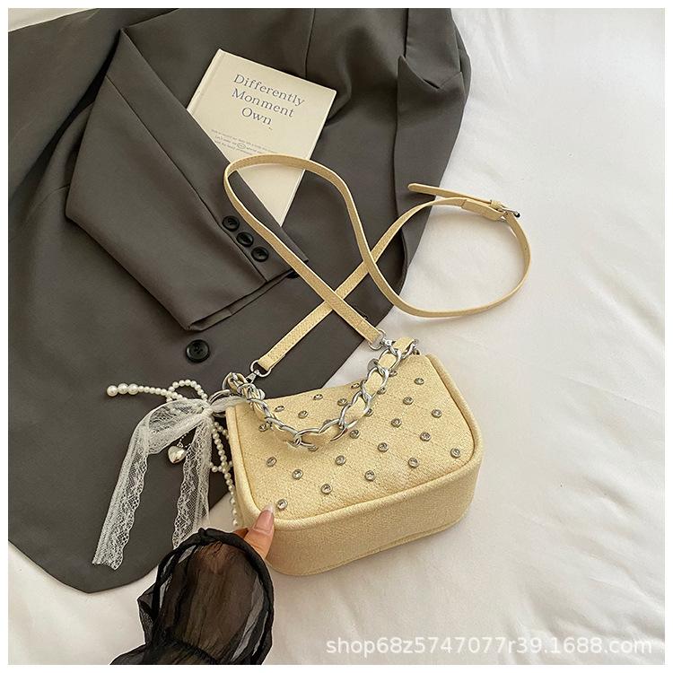 

Spring and summer new bag 2025 portable chain bag sweet and cute underarm bag fashion shoulder messenger commuter bag women жёлтый