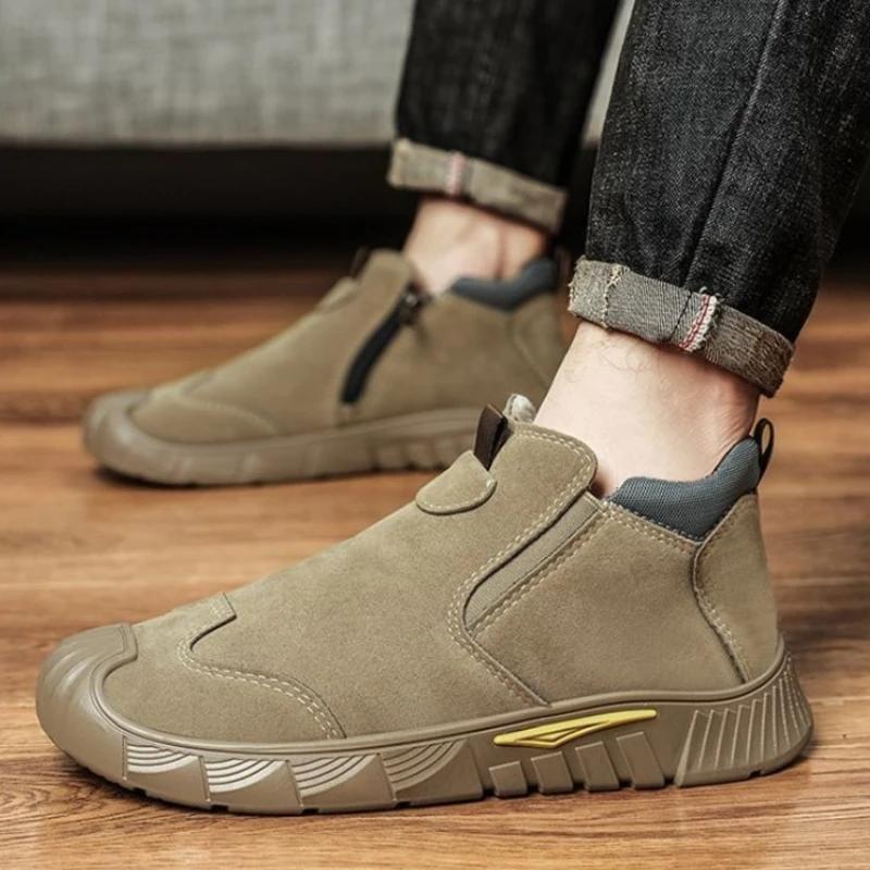 2026 Spring Men's Labor Protection Shoes No Steel Toe Dirt Resistant Job Site Slip On Cushioned Sole Sports Leisure Shoes
