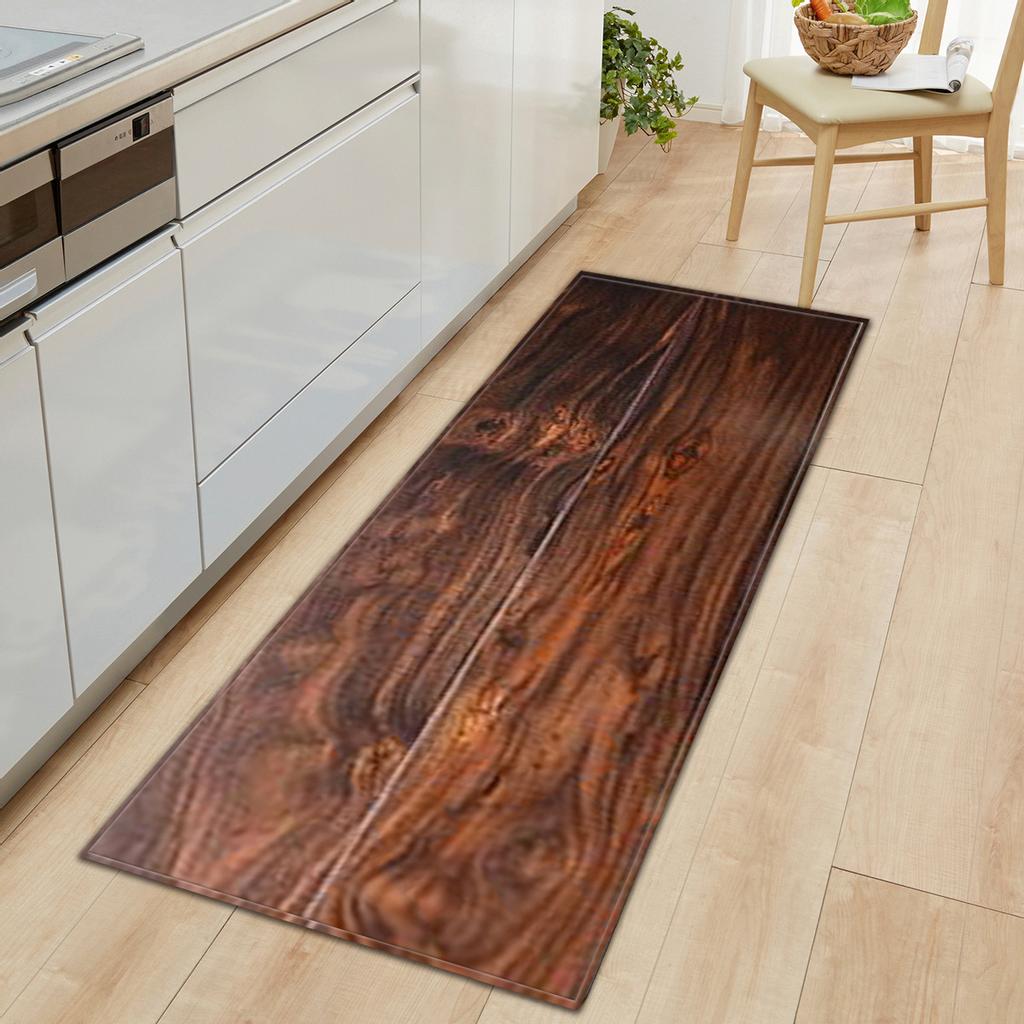 Wood Grain Household Door Mat Kitchen Absorbent Strip Bathroom Non-Slip Floor Mat Living Room Bedroom Carpet