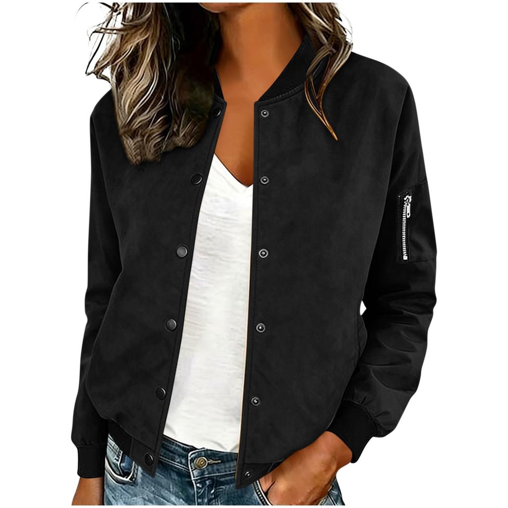 Giacca Cardigan da Donna in Camoscio con Bottoni, Casual, Manica Lunga, Capo Esterno Leggero con Tasca e Bordi a Coste