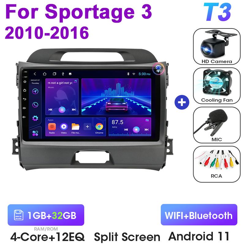 2 Din Android 12 Car Radio For KIA Sportage 3 2010 - 2016 Multimedia Video Player GPS 4G Carplay Auto Stereo QLED DVD Head Unit