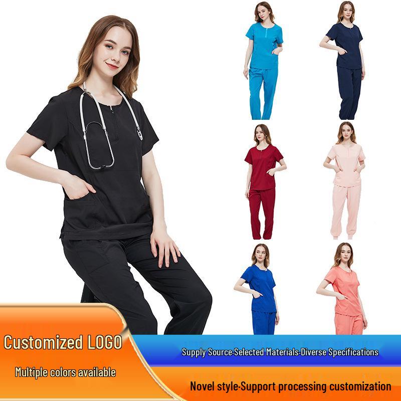 Women's Quick-Dry Split Surgical Gown Set - Washable Elastic Uniform for Dental and Hospital Staff