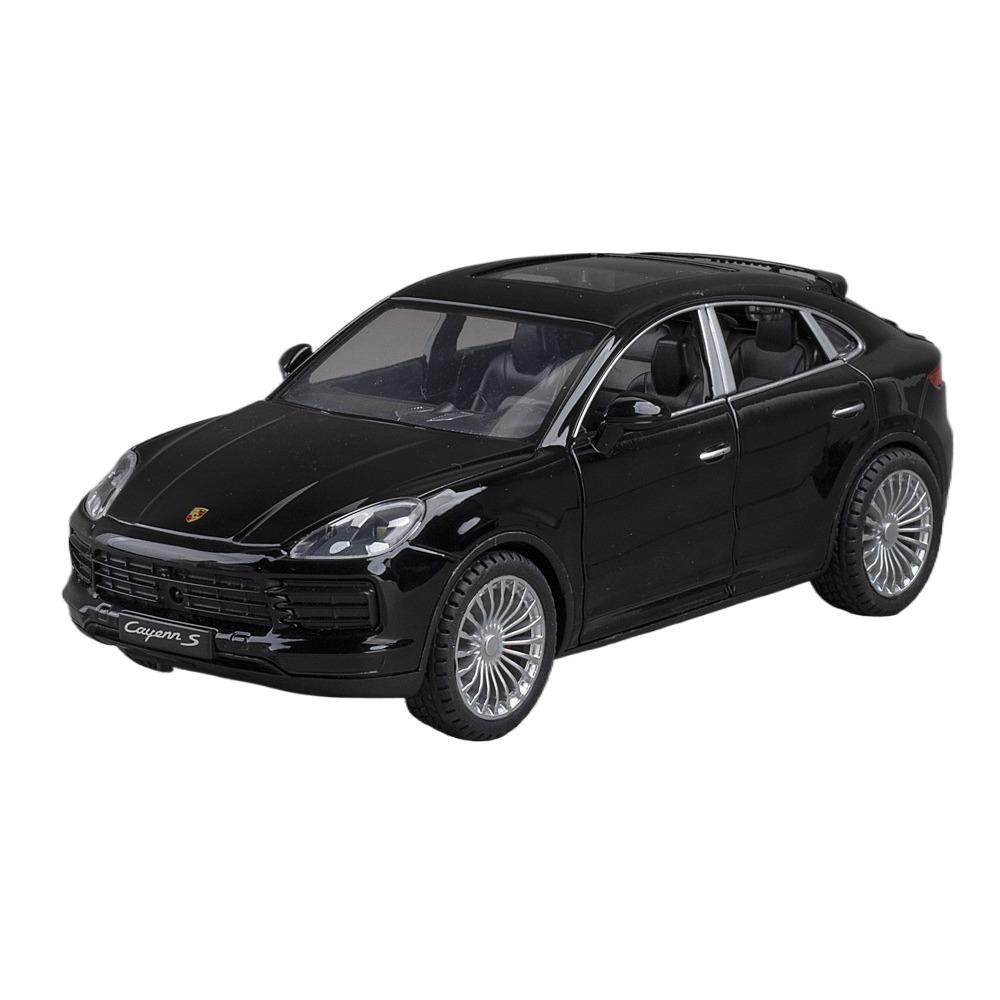 

1/24 Porsche Cayenne S SUV Модель автомобиля из литого металла Моделирование Звук Свет Игрушки Коллекционные предметы Подарки на день рождения для детей чёрный