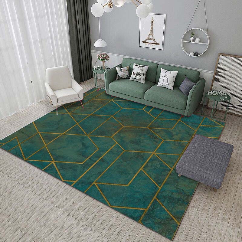 15 Size Green Geometric Shapes Pattern Rug Gaming Game Room Living Room Bathroom Mat Creative Door Mat Bedroom Home Decor Rug