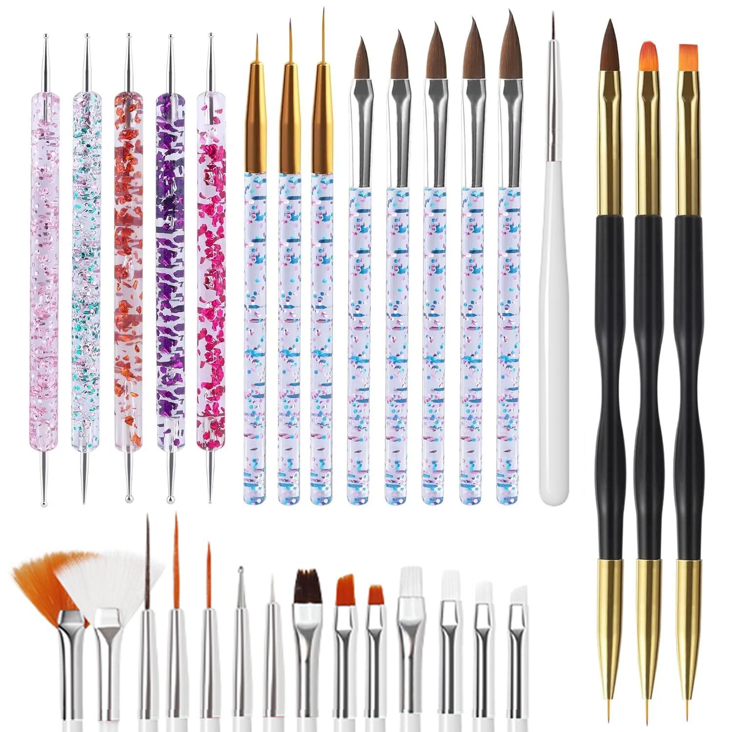 

31Pcs/Set Nail Art Brushes Set Nail Art Tool Set Double Ended Nail Dotting Tools Nail Dust Brush Acrylic Brush Manicure Tools белый