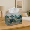 1pc Contemporary Botanical Decorative Tissue Box In Blue And Golden with Ginkgo Leaf Pattern, Featuring a Storage Organizer Suitable for Home, Kitchen