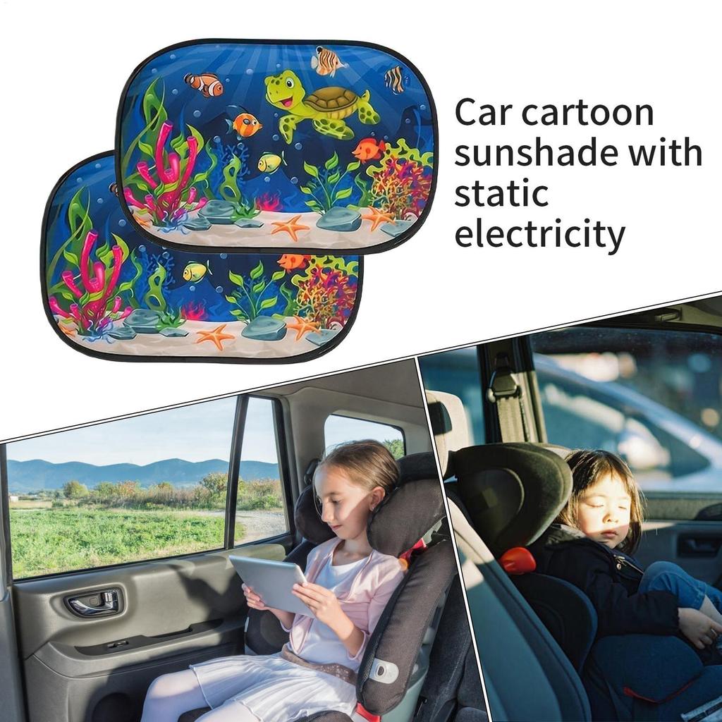 2pcs Magnetic Car Side Window Sunshade Cartoons UV Protection Auto Curtain Sunscreen Window Cover Auto Accessories