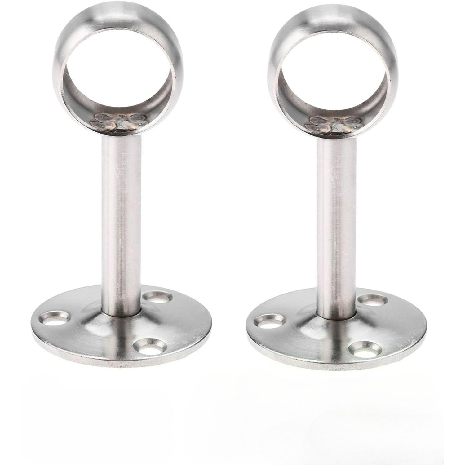 

32mm Curtain Rail Brackets, Ceiling-Mounted Hanging Pole Holders, Stainless Steel Wardrobe Rail Fittings for Bathroom Balcony Kitchen Cupboard 19mm