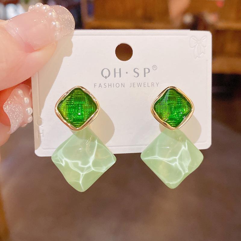Rosa Grün Acryl frauen Baumeln Ohrringe Candy Farbe Süße Sommer Heiße Mode Transluzenten Quadrat Anhänger Hängen Ohrringe