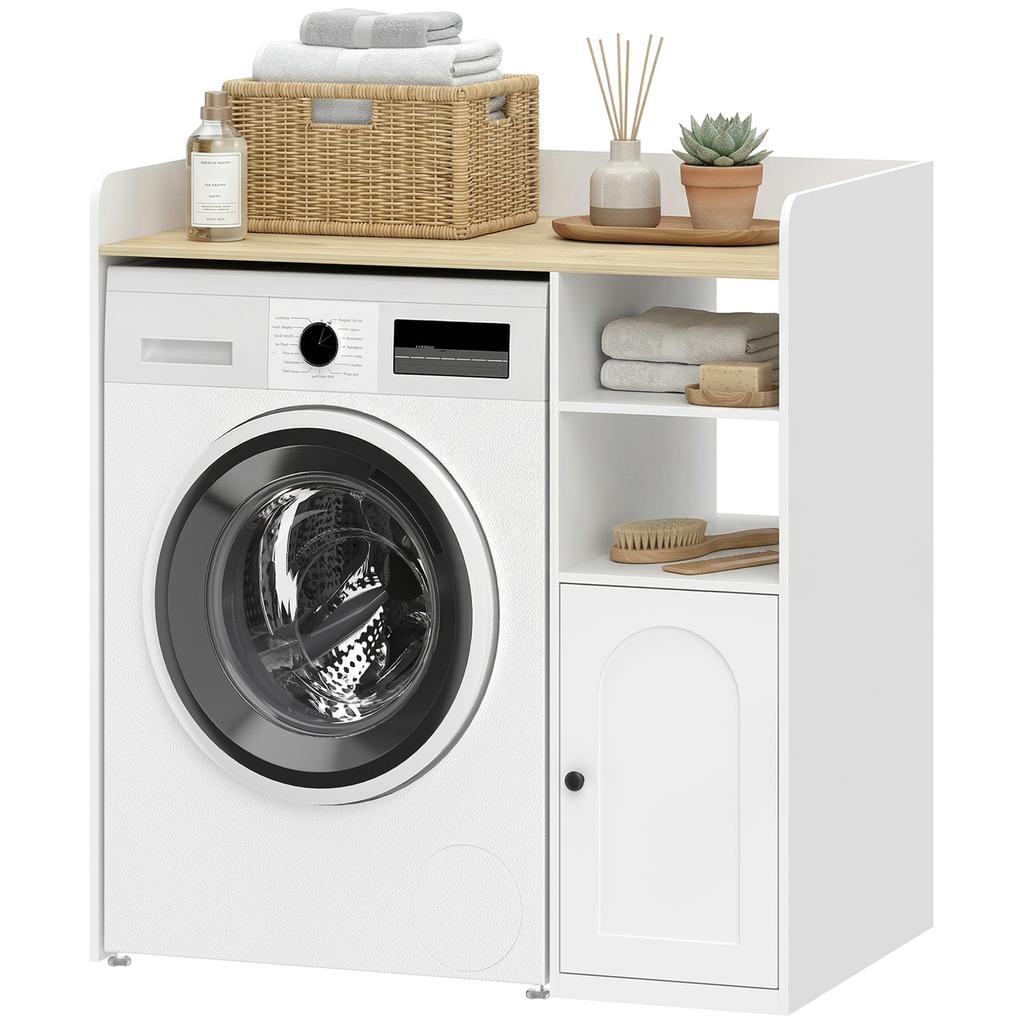 Washing Machine Cabinet Bathroom Cabinet 93.5 x 60 x 100 cm White and Natural
