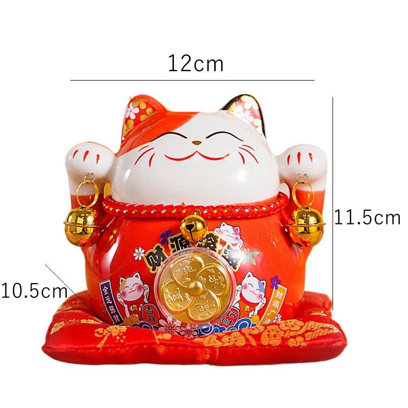 4.5 Inch Ceramic Maneki Neko Lucky Cat Money Box Fortune Colored Cat Golden Circle Home Decoration Gift Feng Shui Figure