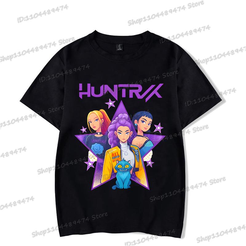 Vintage Kpop Demon Hunters Anime T-shirt Rumi Zoey Mira Print T Shirt Harajuku Cartoon Kpop Demon Hunters Teenage Girls Tshirts