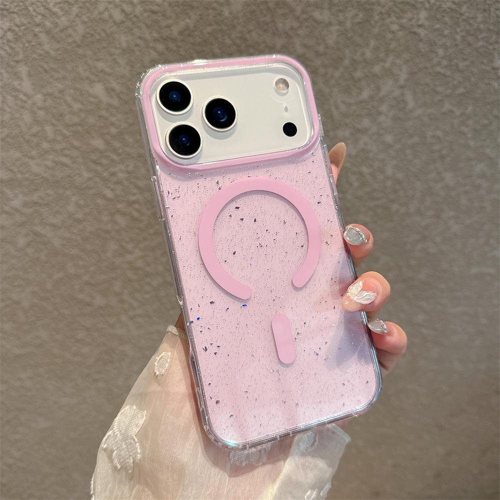 Jelly Glitter For Magsafe Wireless Charging Case For iPhone 17 Air 16 15 14 Pro Max Magnetic Shockproof Transparent TPU Cover