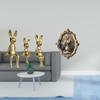 Bunny Family Figurine Sculpture And Resin Picture Frame Vintage Art Crafts Centerpiece for Desk