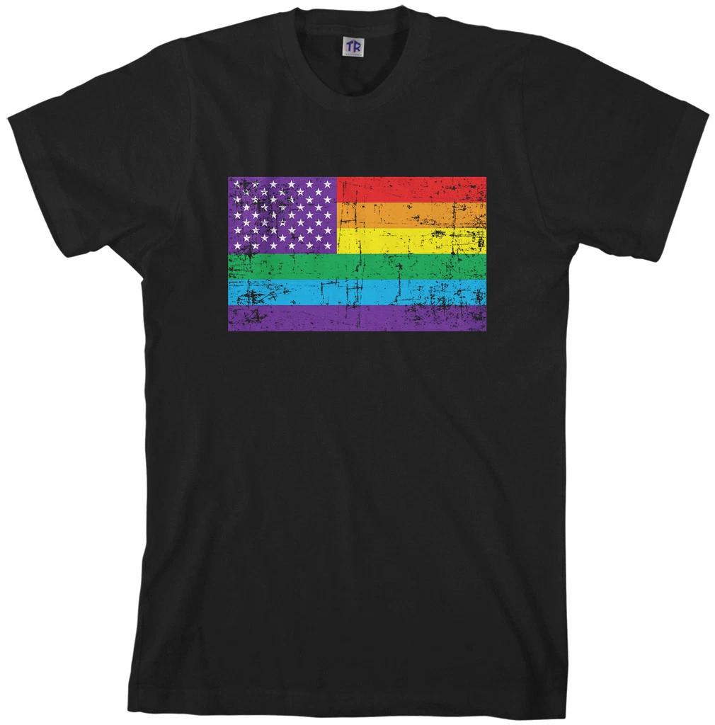 Gay Pride Rainbow American Flag #2 Men's T Shirt LGBT