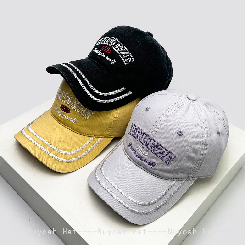 Baseball Striped Stitching Embroidered Letterings Alphabet KFashion Style Korean Women Men Her Him For Fresh Caps Peaked Hats Sunshade Personal