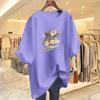 Women's 2025 Pure Cotton White Short-Sleeve Loose Mid-Length Plus Size Fashionable Tee