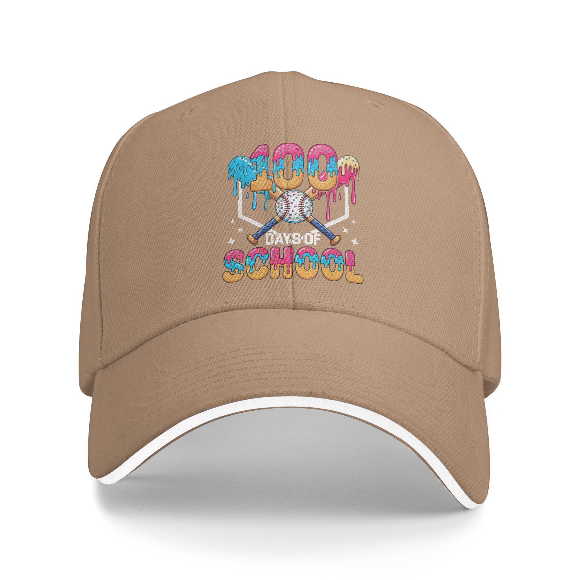 100 Days of School Baseball Boys 100th Day of School Baseball Cap  Classic Women Men Hip Hop Hats Kpop Rock Snapback Cap Gift One Size хаки