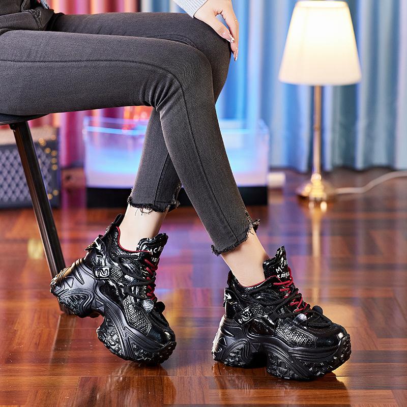 Dad shoes women's new inner height increase leather women's shoes platform spring casual sports shoes women's
