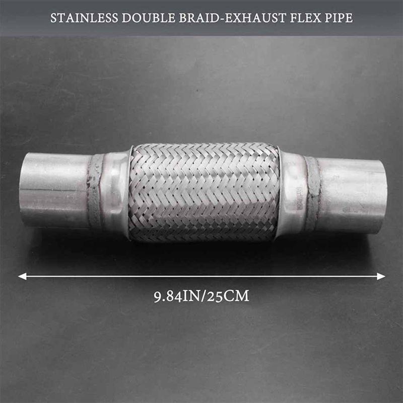 NEW-1 PCS Exhaust Flex Pipe Stainless Steel Double Braid Car Exhaust Flexible Joint Tube 2 X 6 Inch With Ends 10 Inch Long