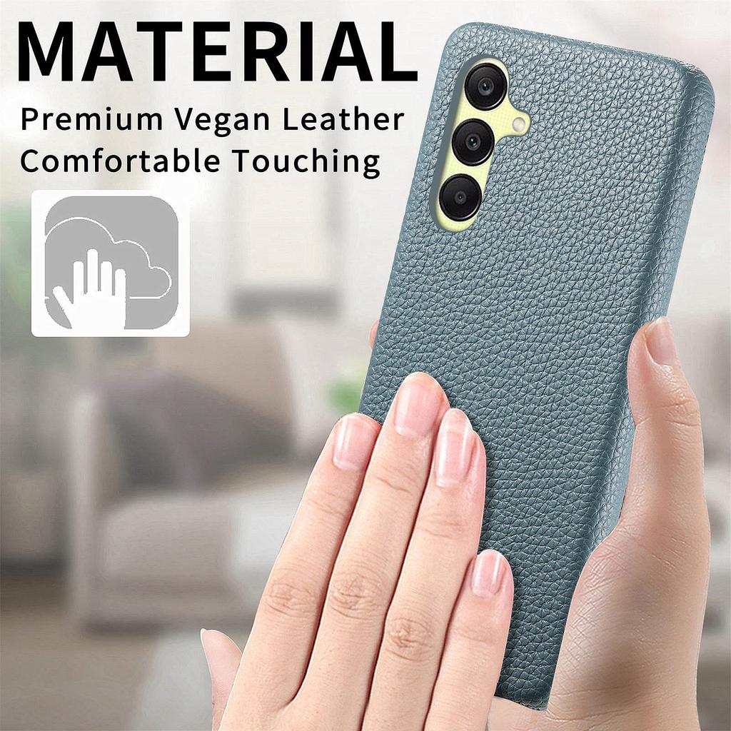 For Samsung Galaxy S25+ Case Litchi Texture Leather Coated PC Mobile Back Cover