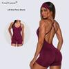 Mono Corto Coral Canton Sin Costuras Espalda Cruzada Ajustado SohoChic para Mujer