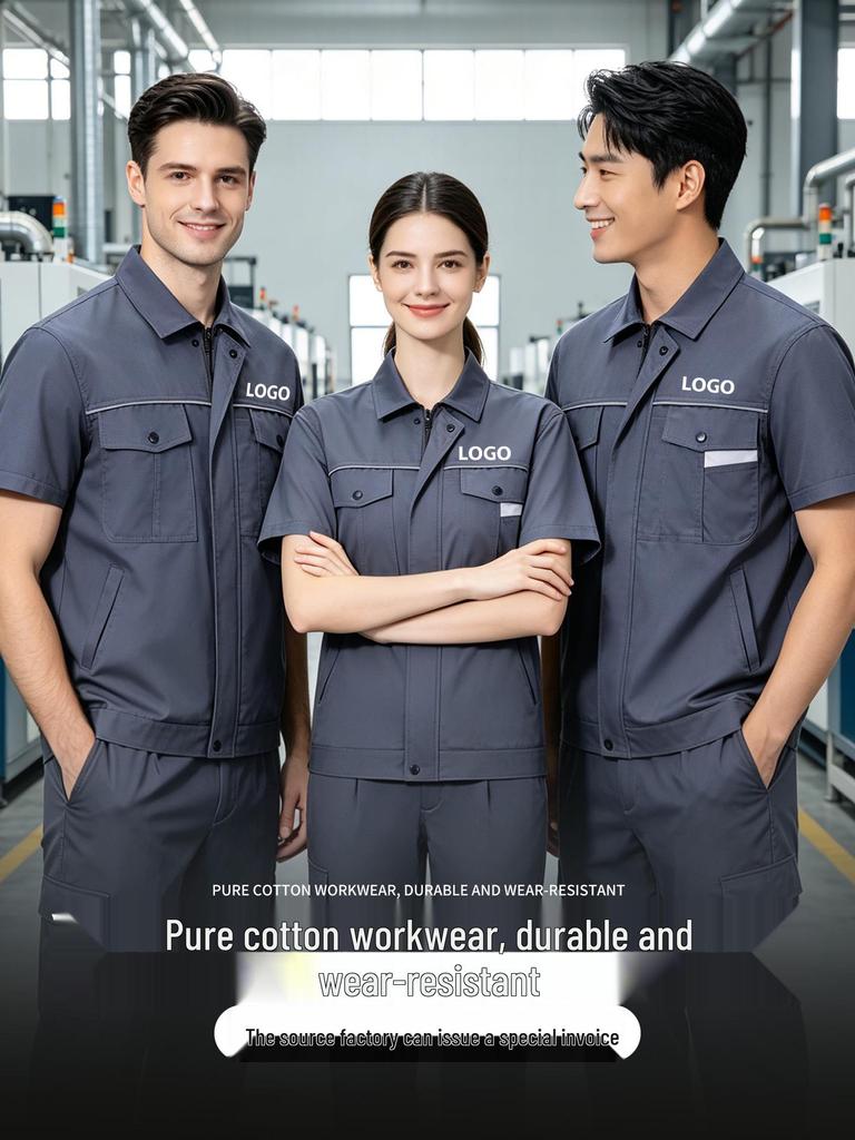 Durable Summer Cotton Twill Workwear Set with Custom Logo - Wear-Resistant Labor Protection Uniform