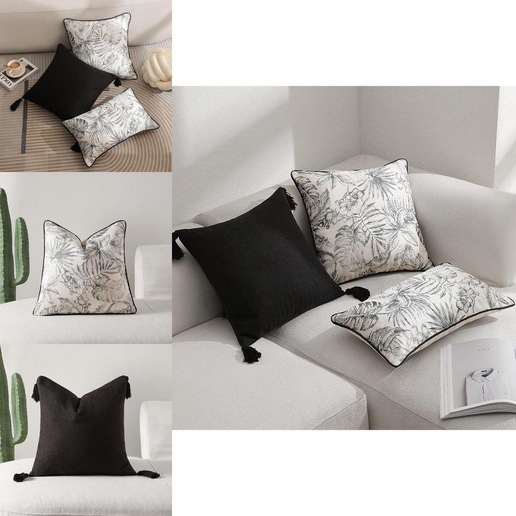 Pillowcase Chic Only Black And White Floral Throw Pillow Covers For Living Room Bedroom And