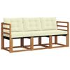 Outdoor Sofa Set with Cushions 3 Pcs Natural and Cream