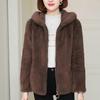 Women's Warm Zippered Hooded Sweater Solid Color Coral Velvet Loose Lamb Wool Jacket Double Sided