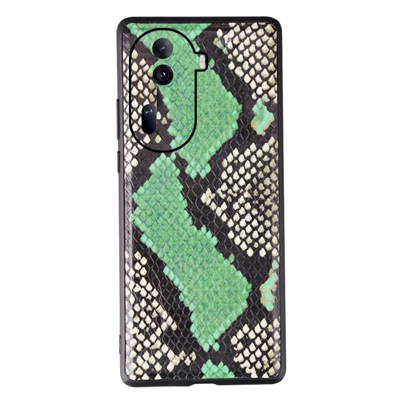 

Чехол из натуральной кожи OPPO Reno10/Reno10Pro+ с рисунком под кожу питона Reno6 Pro зелёный