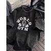 Vintage Acid Wash No Limits Gym Skull Graphic TShirt Oversized Workout Casual Cotton Tops for Men Women Gothic