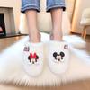 Women's Versatile Fuzzy Rhinestone Slippers - Warm Cotton for Autumn/Winter, Stylish for Home or Outdoor Use.