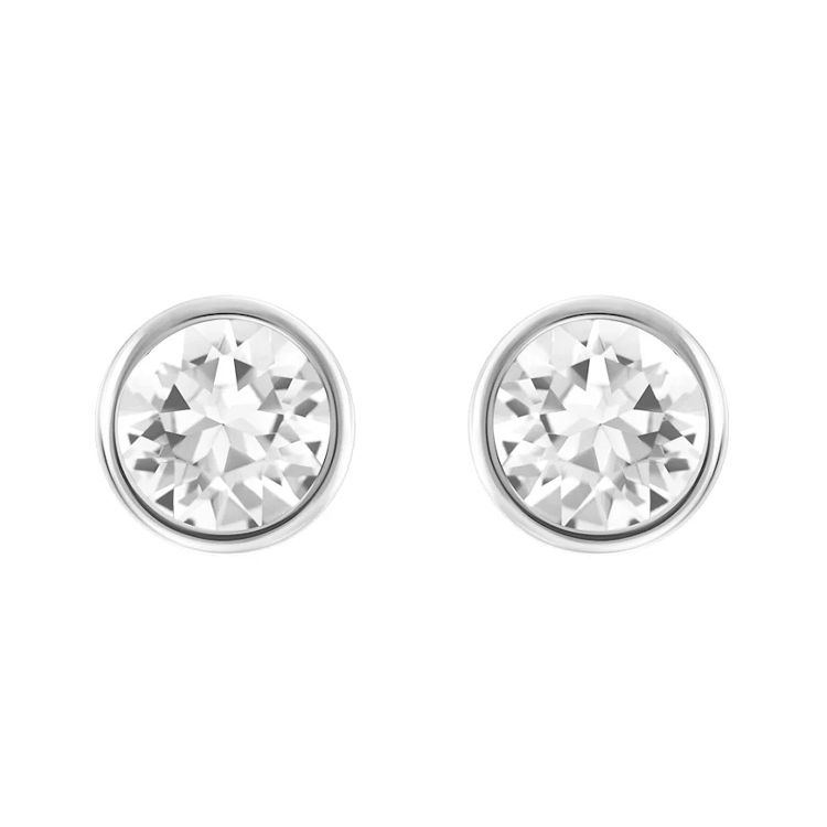 Swarovski Imber Solitaire Pierced Round Rhodium-Plated Earrings Women earrings 5101338 Box (Random Color)