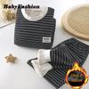 New Autumn Winter Kids Pajamas Baby Boys Girls Striped Thicken Warm T-shirt with Pants Youth Pyjamas Sleepwear Clothing Sets