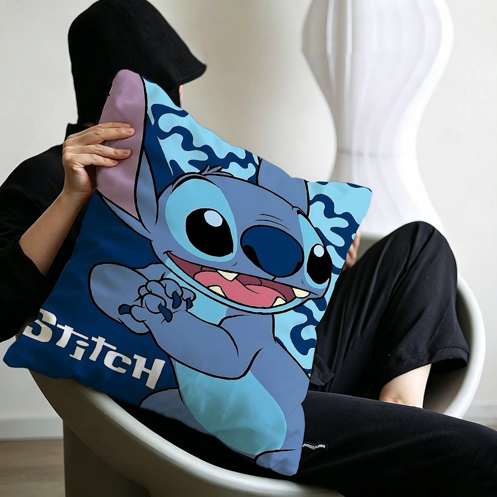 Cute Hello Sstitch Office Cushion Pillowcase Car Cushion CoverXCM Lumbar Pillowcase Sofa Pillowcover