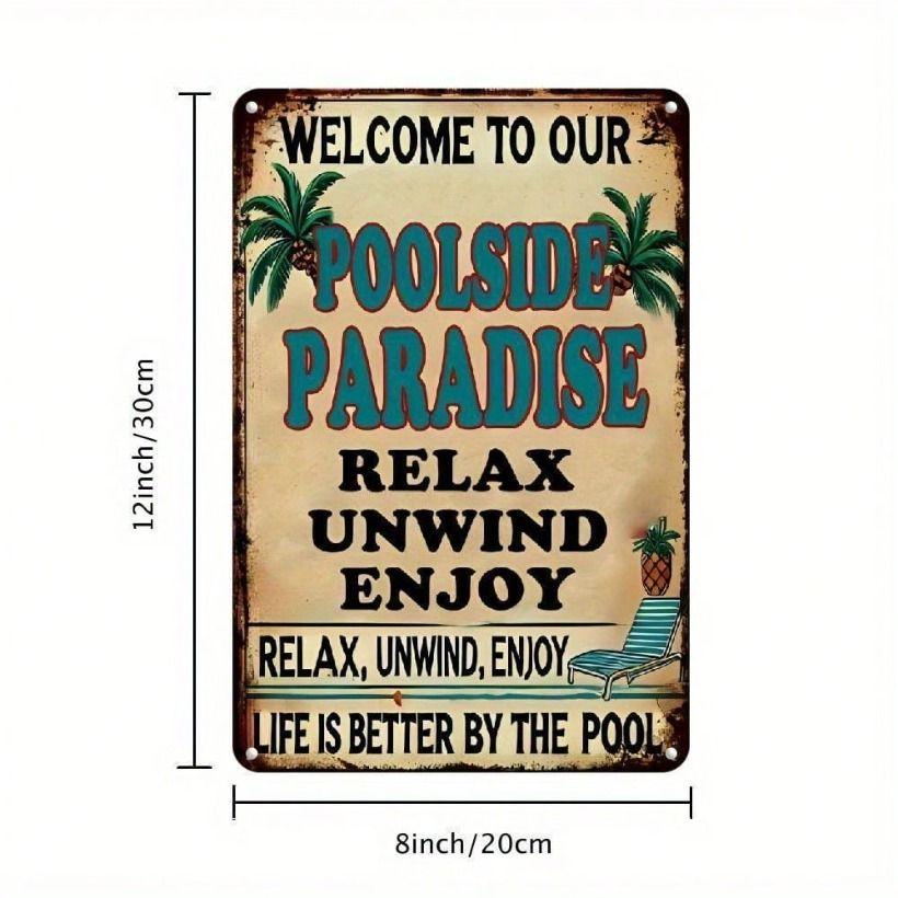 Metal Poster Tiki Bar Vintage Sign, 8x12 Inch Wall Art Decor
