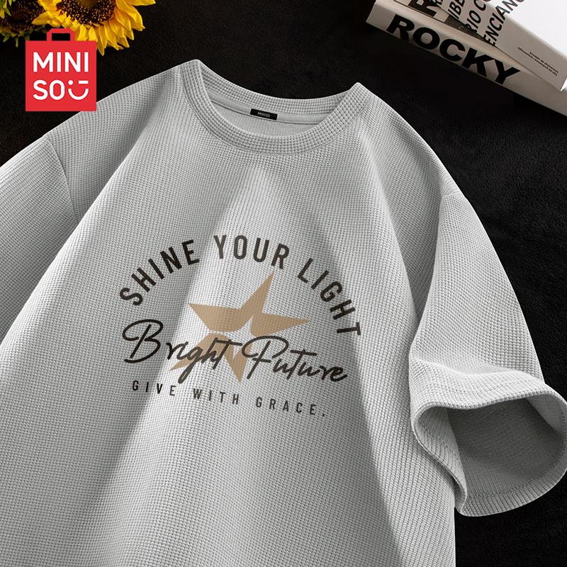MINISO Men s Waffle Knit Short Sleeve T-Shirt XL