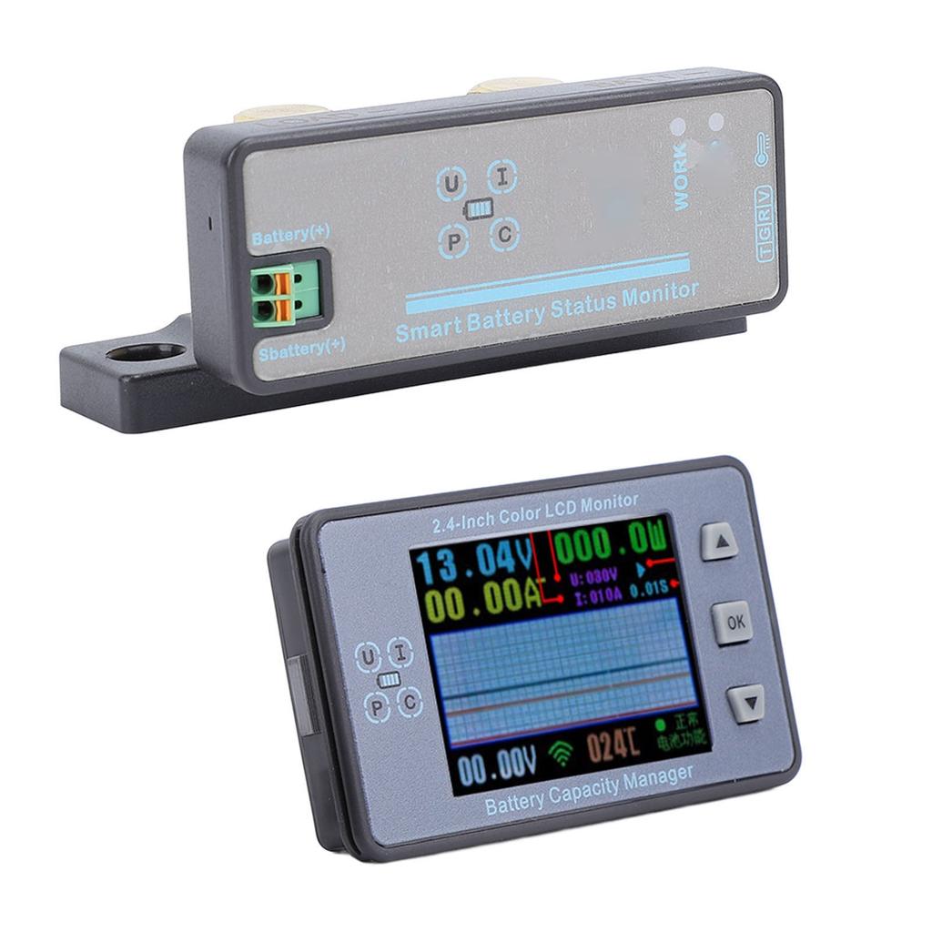 Battery Monitor 2.4 Inch Screen Multifunctional Battery Capacity Percentage Time Power Voltage Meter 120V 500A